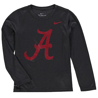 Alabama Crimson Tide Nike Youth Legend Logo Long Sleeve Performance T-Shirt Heathered Gray