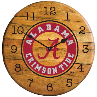 Alabama Crimson Tide Oak Barrel Clock