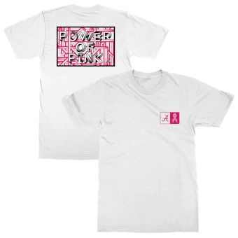 Alabama Crimson Tide T-Shirt - New World Graphics - Power Of Pink - White