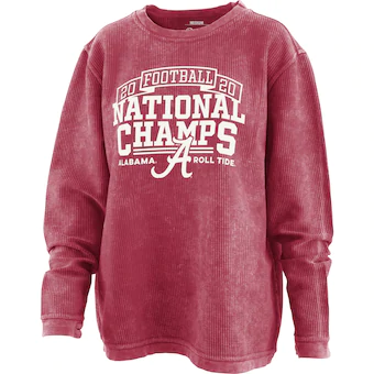 Alabama Crimson Tide Pressbox Womens College Football Playoff 2020 National Champions Comfy Cord Corduroy Pullover Sweatshirt Crimson