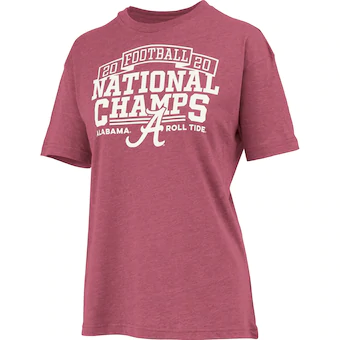 Alabama Crimson Tide T-Shirt - Pressbox - Ladies - 2020 Football National Champs Roll Tide - Football - Crimson