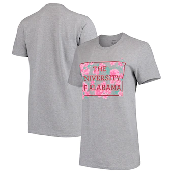 Alabama Crimson Tide T-Shirt - Pressbox - Ladies - University of Alabama - Flowers - Grey