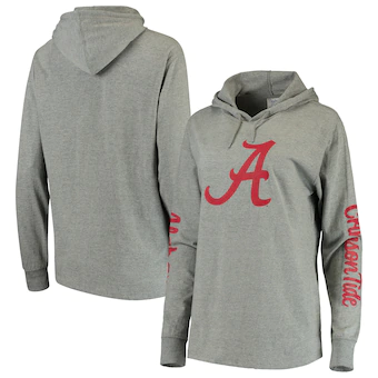 Alabama Crimson Tide Pressbox Womens Lightweight Pullover Hoodie T-Shirt Heathered Gray