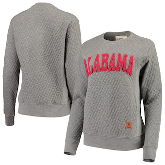 Alabama Crimson Tide Pressbox Womens Moose Applique Quilted Crewneck Sweatshirt Heathered Gray