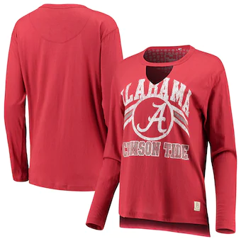 Alabama Crimson Tide Pressbox Womens Scout Choker Long Sleeve T-Shirt Crimson