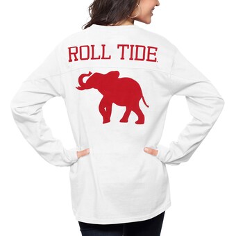 Alabama Crimson Tide Pressbox Womens The Big Shirt Oversized Long Sleeve T Shirt White
