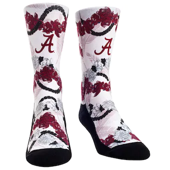 Alabama Crimson Tide Rock Em Socks Localized Graphics Crew Socks White