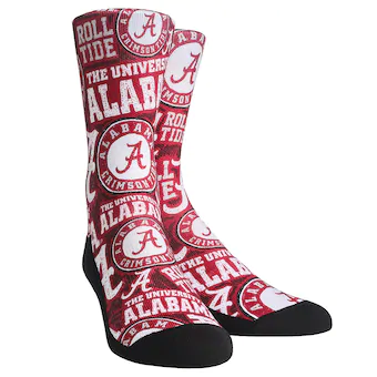 Alabama Crimson Tide Rock Em Socks Logo Sketch Crew Socks