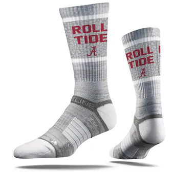 Alabama Crimson Tide Strideline Slogan Crew Socks Gray