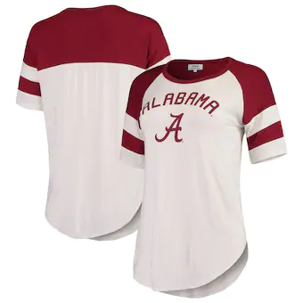 Alabama Crimson Tide T-Shirt - Summit Sportswear - Ladies Raglan/Baseball - White
