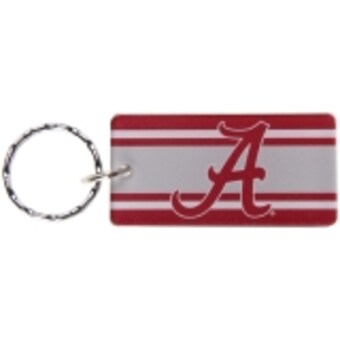 Alabama Crimson Tide Super Stripe Printed Acrylic Team Color Logo Keychain