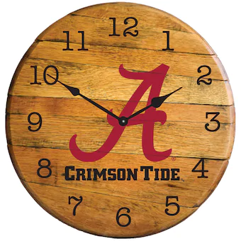 Alabama Crimson Tide Team Oak Barrel Clock
