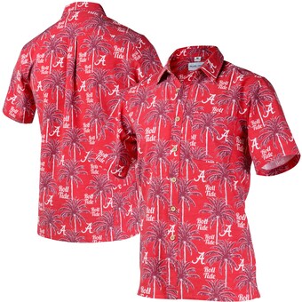 Alabama Crimson Tide Tellum and Chop Logo Floral Button Up Shirt Crimson