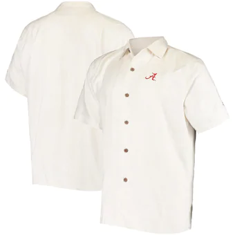 Alabama Crimson Tide Tommy Bahama Al Fresco Tropics Jacquard Button Up Shirt White