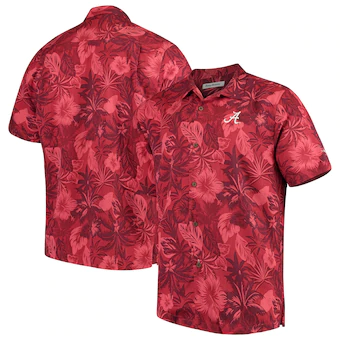 Alabama Crimson Tide Tommy Bahama Big & Tall Fuego Floral Button Up Shirt Crimson