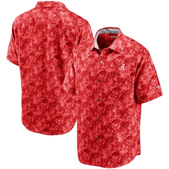 Alabama Crimson Tide Tommy Bahama Sport Jungle Shade Camp Button Up Shirt Crimson