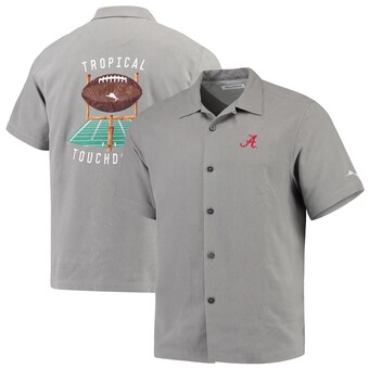 Alabama Crimson Tide Tommy Bahama Tropical Touchdown Camp Button Up Shirt Gray