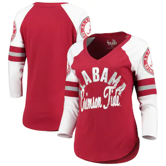 Alabama Crimson Tide T-Shirt - Touch by Alyssa Milano - Ladies - Raglan/Baseball - V-Neck - Three Quarter Sleeve - Crimson