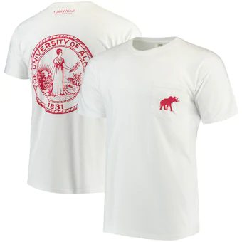 Alabama Crimson Tide T-Shirt - Tuskwear - University of Alabama - Pocket - Comfort Colors - White