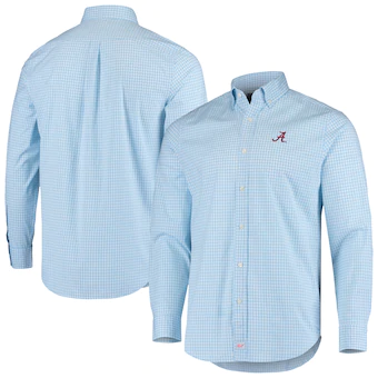 Alabama Crimson Tide Vineyard Vines Murray Gingham Long Sleeve Button Down Shirt Light Blue