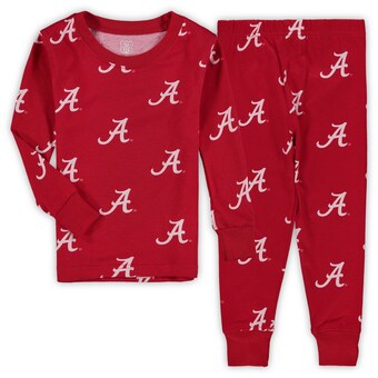 Alabama Crimson Tide Wes & Willy Toddler All Over Print Long Sleeve Pajama Set Crimson