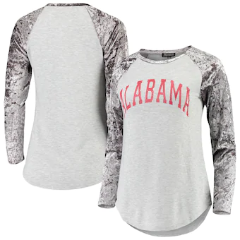 Alabama Crimson Tide T-Shirt - Gameday Couture - Ladies Raglan/Baseball - Long Sleeve - Grey