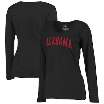 Alabama Crimson Tide Womens Basic Arch Long Sleeve T-Shirt Black