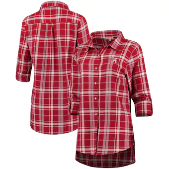 Alabama Crimson Tide Womens Boyfriend Plaid Flannel Shirt Crimson