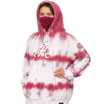 Alabama Crimson Tide Womens College Football Playoff 2020 National Champions Face Covering Oversized Pullover Hoodie White