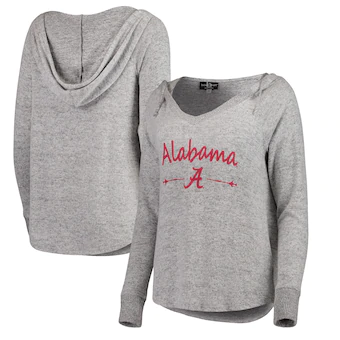 Alabama Crimson Tide Womens Cuddle Soft V Neck Tri Blend Hoodie Heathered Gray