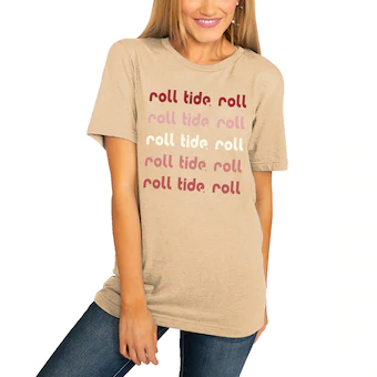 Alabama Crimson Tide T-Shirt - Gameday Couture - Ladies - Roll Tide Roll - Tan/Cream