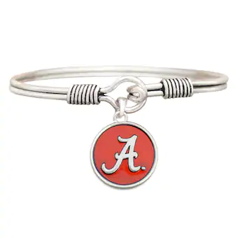 Alabama Crimson Tide Womens Iridescent Logo Bangle Bracelet Silver