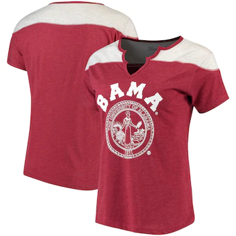 Alabama Crimson Tide Womens Knotch Neck T-Shirt Heathered Crimson