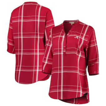 Alabama Crimson Tide Womens Missy Cotton Plaid Tunic Shirt Crimson