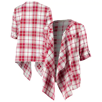 Alabama Crimson Tide Womens Missy Plaid Cardigan Crimson