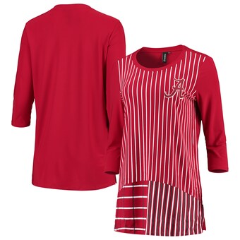 Alabama Crimson Tide Womens Missy Stripe Three Quarter Sleeve T-Shirt Crimson