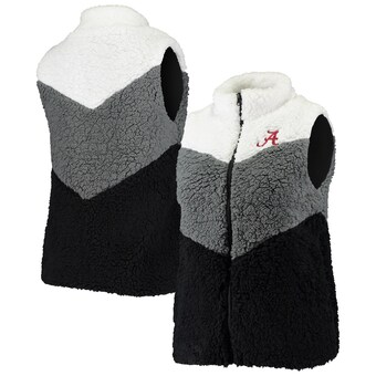 Alabama Crimson Tide Womens On Point Popcorn Chevron Sherpa Full Zip Vest Black