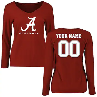 Alabama Crimson Tide Womens Personalized Football Long Sleeve T-Shirt Crimson