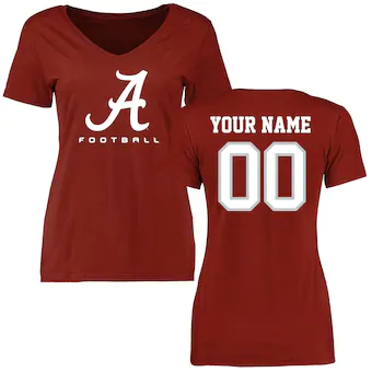 Alabama Crimson Tide Womens Personalized Football T-Shirt Crimson