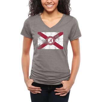 Alabama Crimson Tide T-Shirt - Fanatics Brand - Ladies - State - V-Neck - Grey