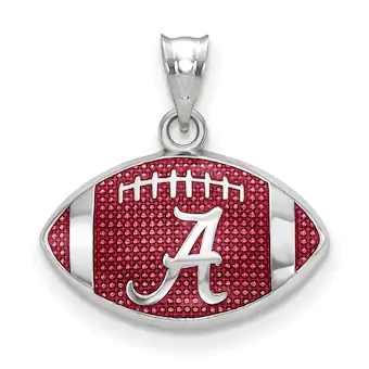 Alabama Crimson Tide Womens Sterling Silver Enameled Football Logo Pendant