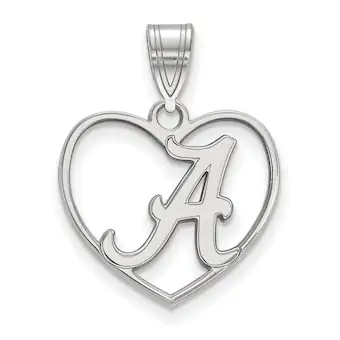 Alabama Crimson Tide Womens Sterling Silver Logo Heart Pendant