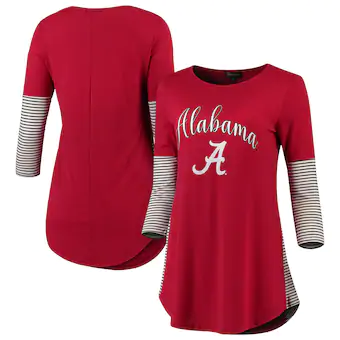 Alabama Crimson Tide Womens Striking in Stripes Tunic Tri Blend Shirt Crimson