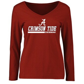 Alabama Crimson Tide T-Shirt - Fanatics Brand - Ladies - Swimming - Swimming - V-Neck - Long Sleeve - Crimson