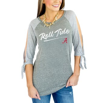 Alabama Crimson Tide Womens Tie Sleeve Raglan Three Quarter Sleeve T-Shirt Gray