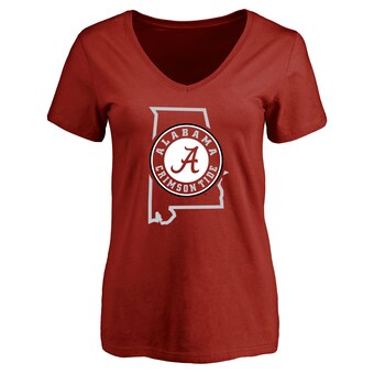 Alabama Crimson Tide T-Shirt - Fanatics Brand - Ladies - State - V-Neck - Crimson