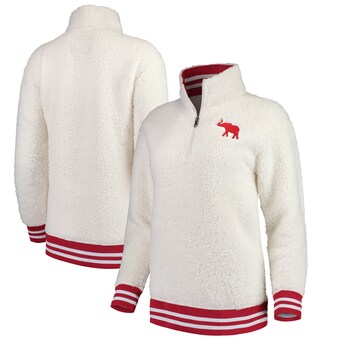Alabama Crimson Tide Womens Varsity Banded Sherpa Quarter Zip Pullover Jacket Cream