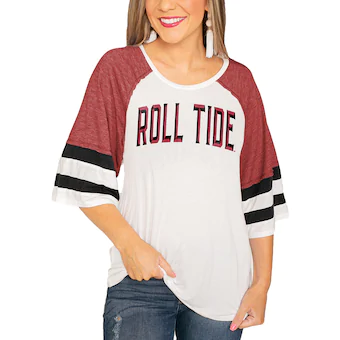 Alabama Crimson Tide T-Shirt - Gameday Couture - Ladies - Roll Tide - Raglan/Baseball - Three Quarter Sleeve - White