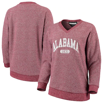 Alabama Crimson Tide Woolly Threads Womens The Campus V Neck Pullover Sweatshirt Crimson