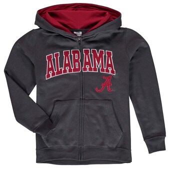 Alabama Crimson Tide Youth Applique Arch & Logo Full Zip Hoodie Charcoal